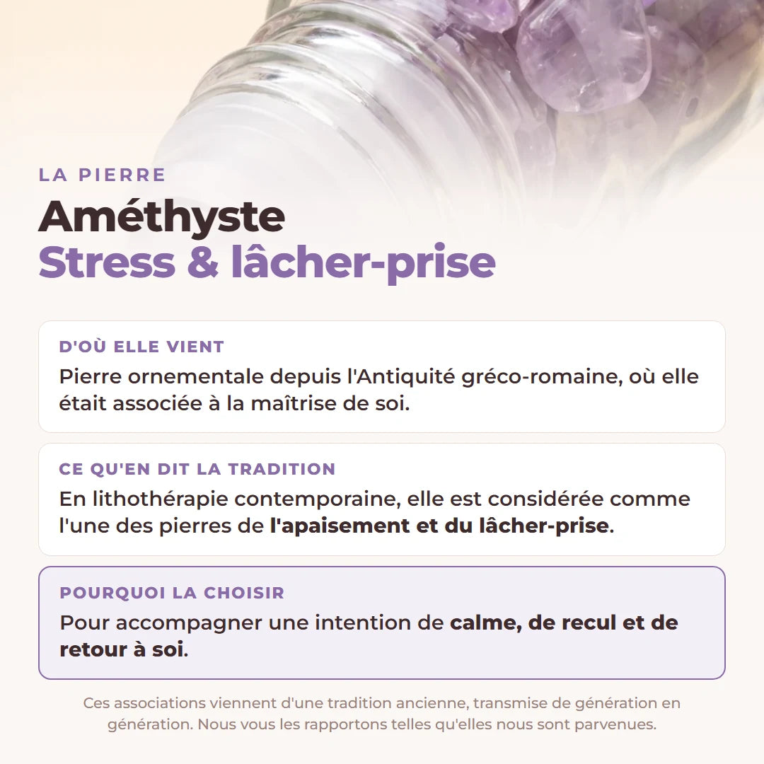Amethyste, stress et lacher-prise : origine, ce qu'en dit la tradition, pourquoi la choisir