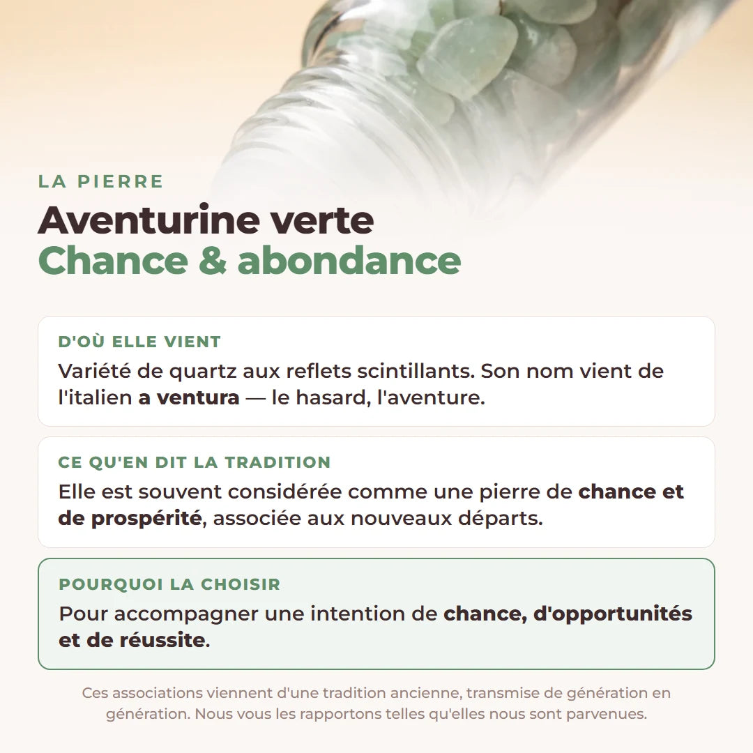 Aventurine verte, chance et abondance : origine, ce qu'en dit la tradition, pourquoi la choisir